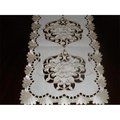 Tapestry Trading Tapestry Trading LY0045-1436 13 x 36 in. Embroidered Rose Cutwork Table Runner; Ivory LY0045/1436